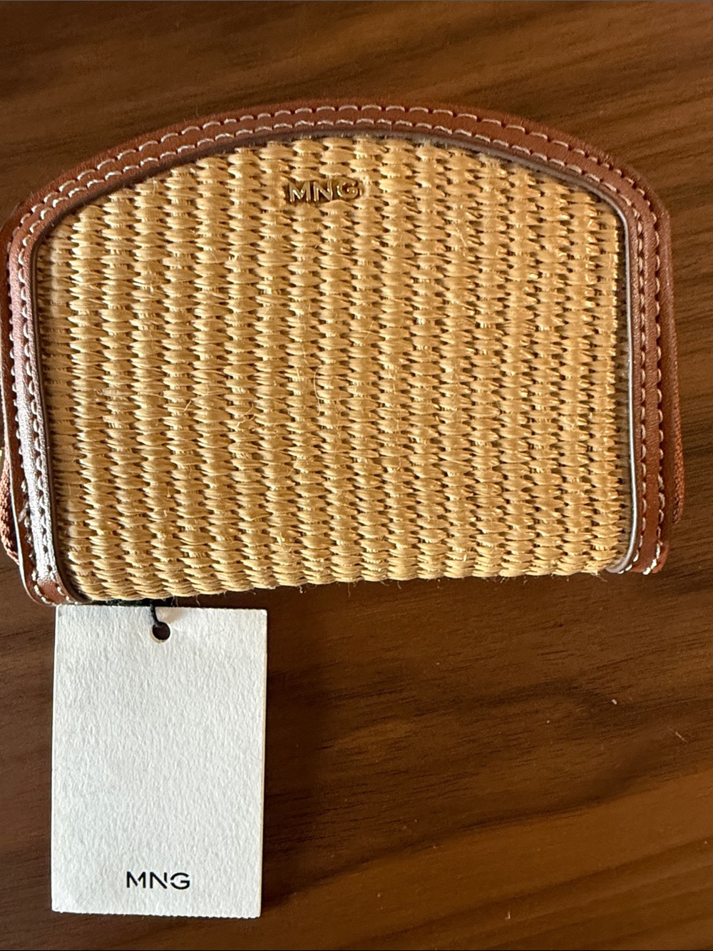 Mango Tan Woven Zip-Around Wallet